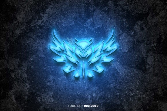 Download Glow Neon Blue Logo Mockup Psd - Logo mock Collection