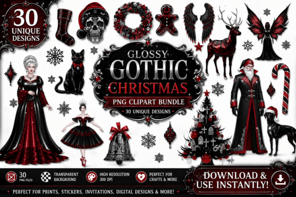 Download Glossy Gothic Christmas Clipart - Glossy Collection