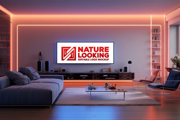 Download Livingroom White Screen Logo Mockup - Logo mock Collection