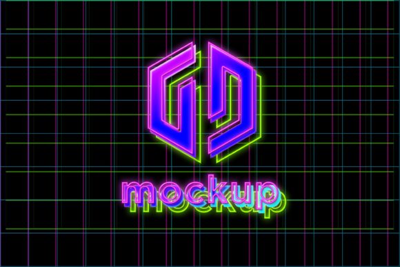 Download Retro Neon Logo Mockup - Logo mock Collection