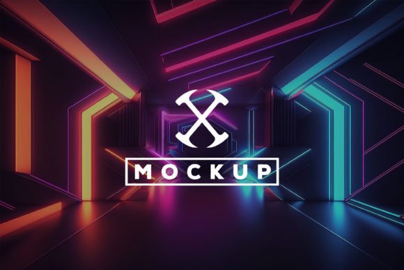 Download Logo Mockup with Neon Tunnel Background - Logo mock Collection