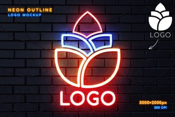 Download Neon Outline Logo Mockup - Logo mock Collection